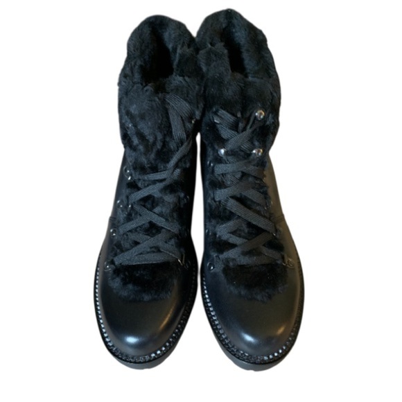 LANDSEND Women’s Leather Faux Fur Cuff Booties, Side Zip - Picture 15 of 15